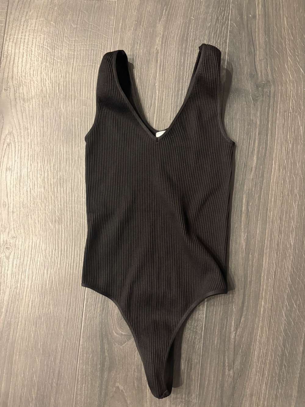 Ribbed Black Sleeveless Bodysuit